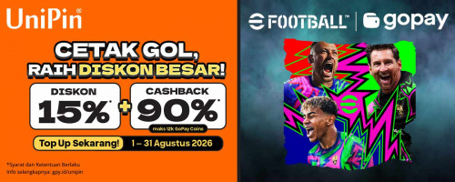Top Up eFootball Makin Untung! Diskon 15% + Cashback GoPay Coins